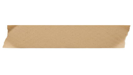 Blank coffee brown tape strip mockup recycled kraft texture straight layout fiber visibility isolated on white background