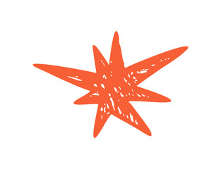 Hand Drawn Crayon Star. Celestial sparkle chalk textured element pastel sketched icon and twinkling shape. Vector illustration featuring colorful figure, party decoration on chalkboard background.