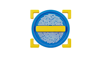3D Fingerprint Scan Icon with Targeting Elements