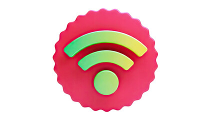 3D Red and Green WiFi Icon on White Background