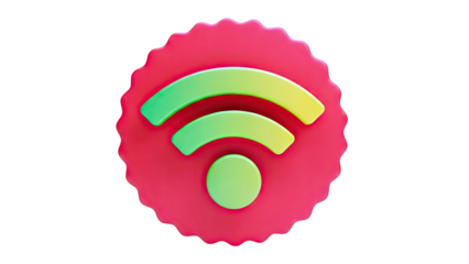 3D Red and Green WiFi Icon on White Background