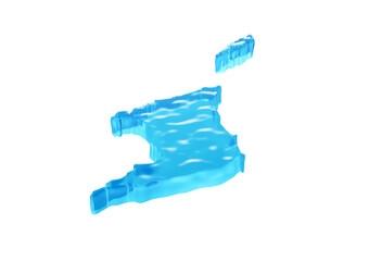 Translucent blue 3D Ice map of Trinidad and Tobago with a watery appearance. Concept 3d Illustration