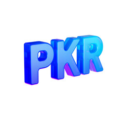 Vibrant 3D PKR currency symbol. Glossy blue letters for finance and economy. 3d illustration