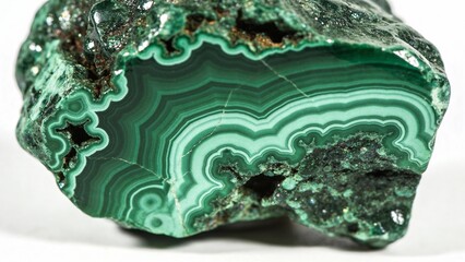 Green agate stone showing unique banding patterns and textures  