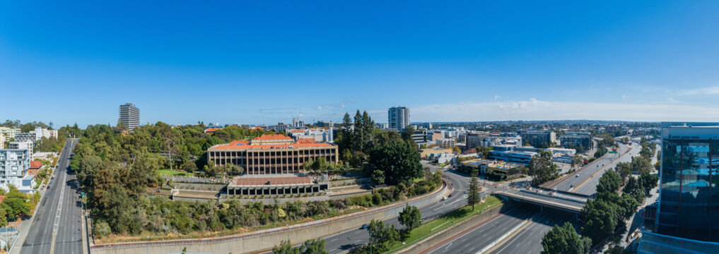 Aerial View Panoramic View Of Western Australian Parliament House