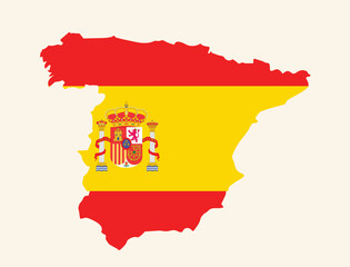 Spain Map with National Flag - Patriotic Illustration