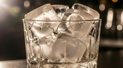 Crystal Clear Ice Cubes in Glass