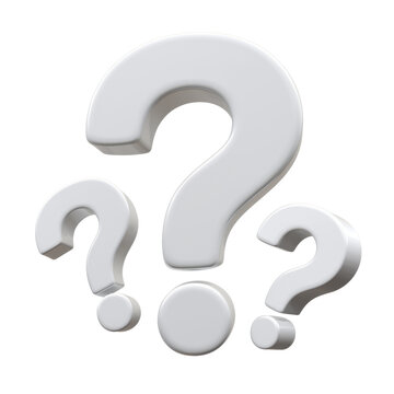 question marks 3d rendering on white background