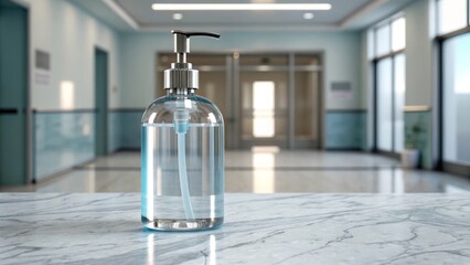 Hand Sanitizer Bottle with Pump on Marble, Gigapixel Standard v2 4x