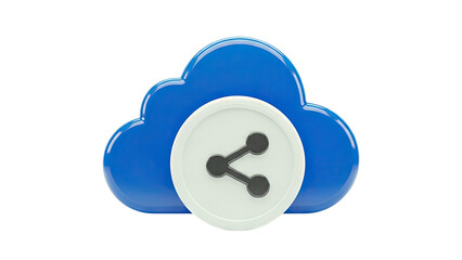 Blue Cloud Icon with Share Symbol