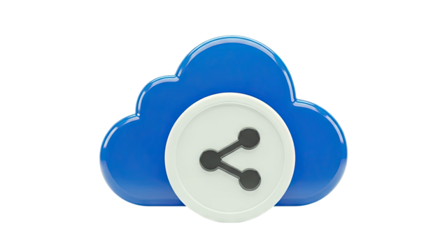 Blue Cloud Icon with Share Symbol - Powered by Adobe