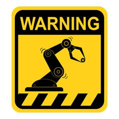 Robot warning sign, Robot symbol sign. Flat vector illustration design