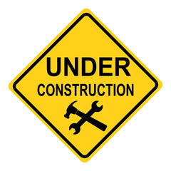 Under construction sign. Flat vector illustration design