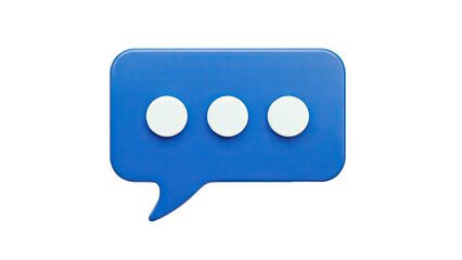 3D Blue Speech Bubble with Three White Dots