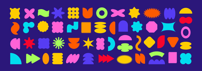 Y2k Figure Sticker, Abstract Badge Vector Kit. Vibrant shape Bundle Y2K star, triangle, square and abstract form png. Retro graphic perfect for trendy sticker, poster and creative decoration template