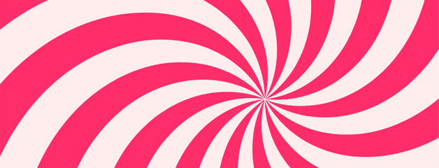 Swirl candy spiral backdrop with cream and strawberry whirlpool creates a retro Y2K vortex. Pink whirlpool bg. Psychedelic radial pattern with pastel pink twirls and vintage circus vibes.