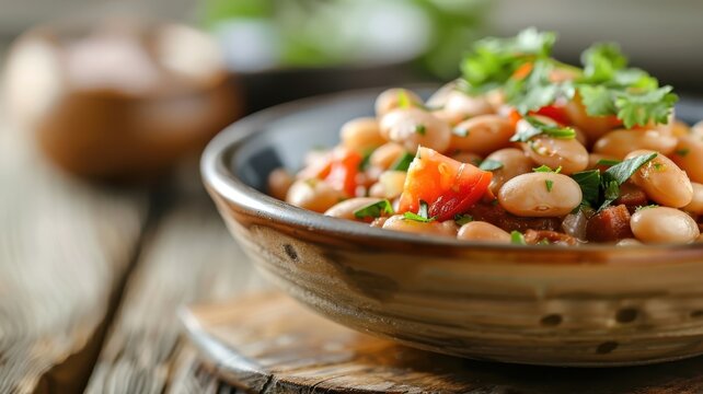 Colorful Mexican frijoles charros simmered with bacon, onions, tomatoes, and jalape&ntilde;os.