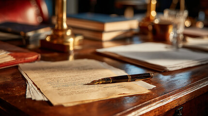 Brokerage lawsuit scene showing claim documents representing accountability justice system professionalism financial environment lighting