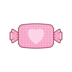candy with Pink Heart Wrapper cartoon cute for valentine.