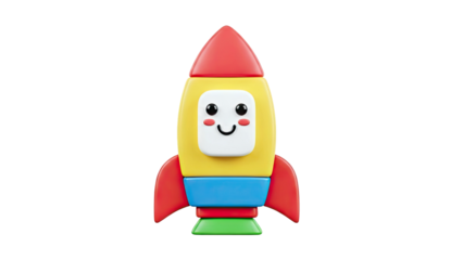 Cartoon Rocket Ship with a Happy Face