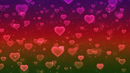 Obraz premium Vibrant Glowing Hearts Romantic Background