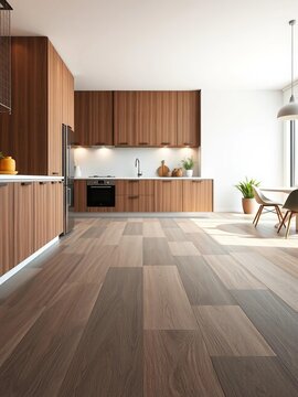 Modern vinyl flooring texture in a minimalist kitchen setting,  material,  modern