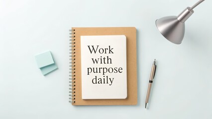 Centered Notebook With "Work With Purpose Daily" Quote, Clean Layout, Gigapixel Standard v2 4x
