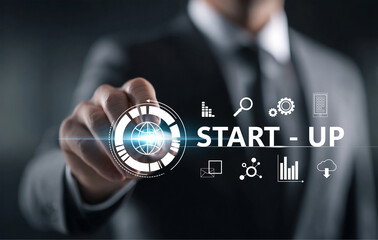 Start-Up Business Concept with Touchscreen Interface Technology.