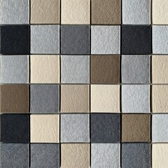 Geometric mosaic tile surface with warm natural neutral color palette