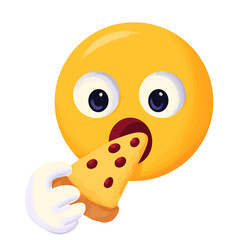emoji eat pizza illustration