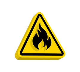 Isometric 3D of fire danger sign. Flammable warning icon