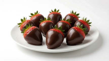 Delicious chocolate covered strawberries on a white plate