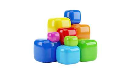 Stack of Colorful Rounded Cubes