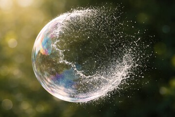 The soap bubbles slowly burst.