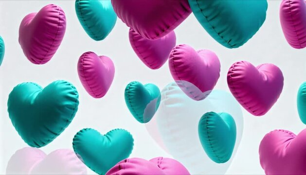 dynamic 3d puffy soft hearts inflating perfect for valentine's day