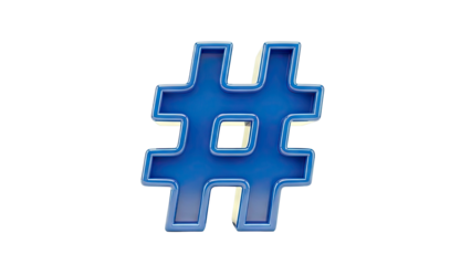Blue 3D Hashtag Symbol