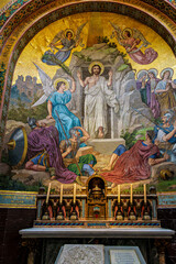 Obraz premium Interior of the Basilica in the Sanctuary of Lourdes, France. Mayor pilgrimage spot for Catholics