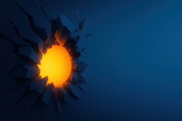 Abstract structure breaking open to reveal a glowing core on a modern gradient background, symbolizing breakthrough and unlocked potential, horizontal layout with clean space for headline