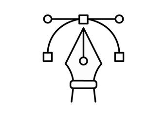Icono de herramienta pluma de dise&ntilde;o gr&aacute;fico con curva y puntos de ancla