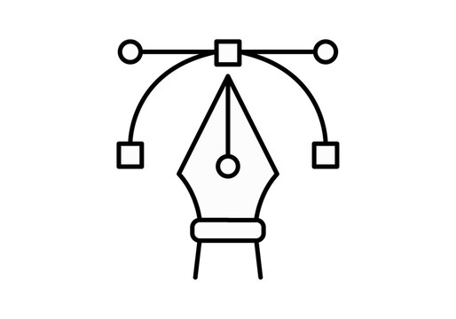 Icono de herramienta pluma de dise&ntilde;o gr&aacute;fico con curva y puntos de ancla