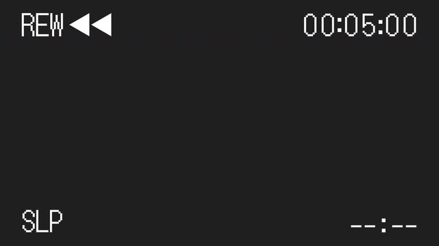 VHS tape playing featuring timecode and slp indicator ideal for nostalgic retro design elements in video projects or presentations.