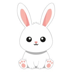Obraz premium Cute white rabbit character illustration isolated on white background for easter and nursery decorations