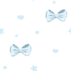 Soft Blue Watercolor Baby Shower Celebration Seamless Pattern