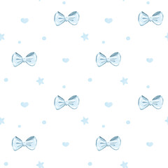 Fototapeta premium Soft Blue Watercolor Baby Shower Celebration Seamless Pattern