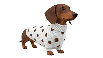 Dachshund Wearing a White Polka Dot Sweater