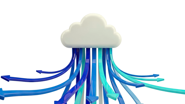 Cloud Computing Data Flow with Arrows - Powered by Adobe