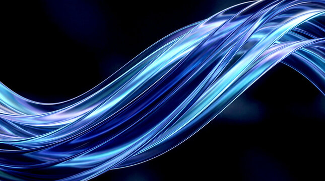 3D abstract blue luminous smooth line strip background