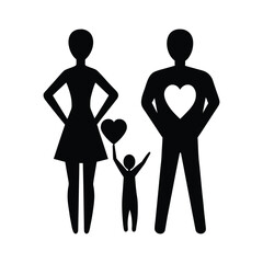 Man celebrating love with heart symbols flying around him silhouette vector illustration for Valentine's Day and joyful greeting cards