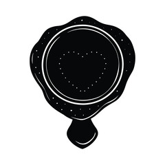 Ornate heart shaped mirror or locket silhouette vector illustration for vintage romantic designs and Valentine's Day decor