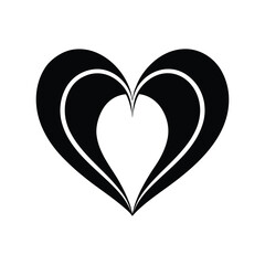 Abstract double layered heart outline silhouette vector illustration for minimalist romantic branding and Valentine's Day graphics